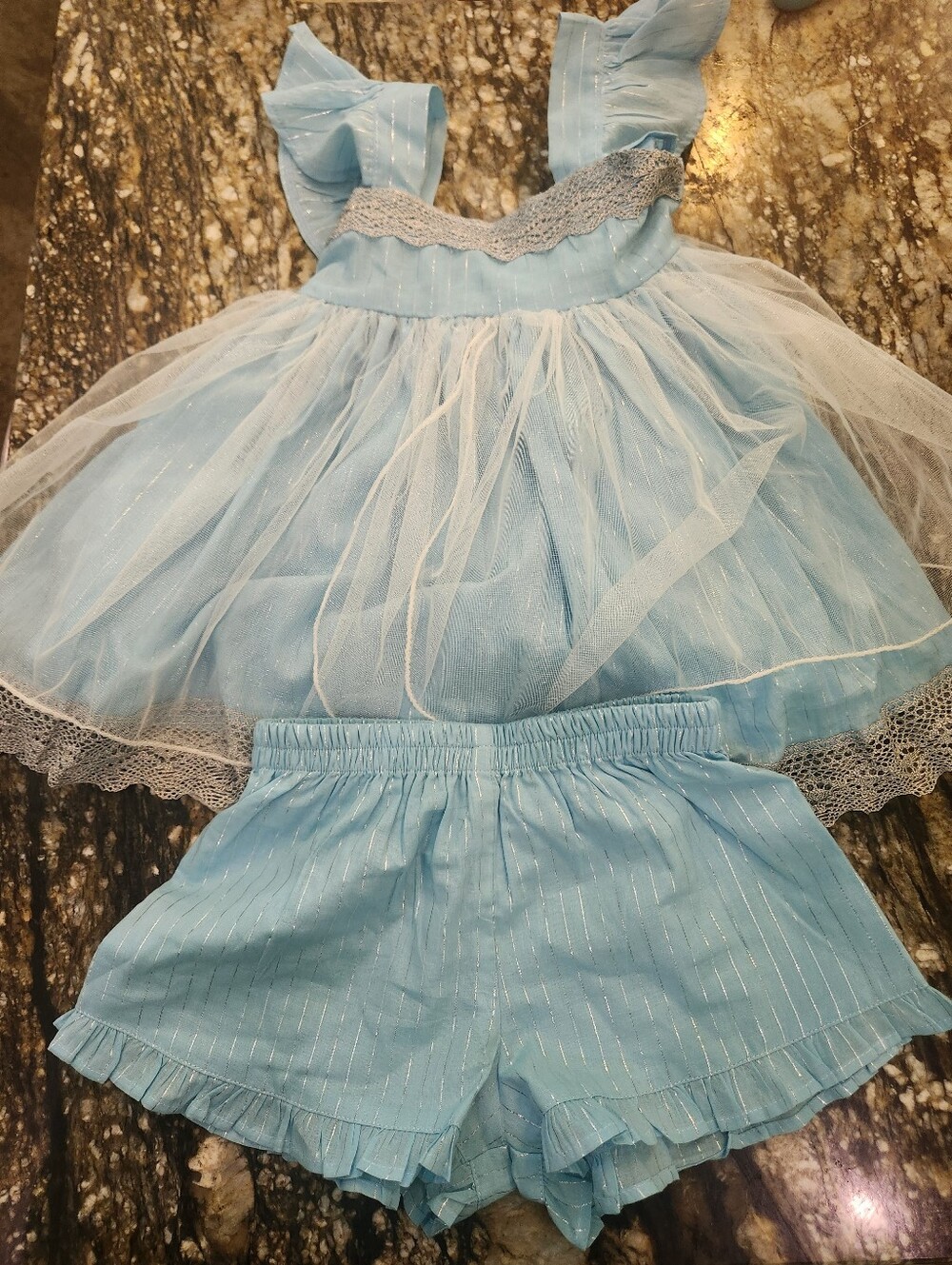 Well Dressed Wolf Light Blue Tulle Matching Dress & Shorts Set